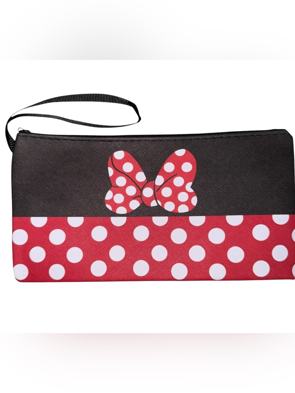 Minnie Mouse Zip Top Makeup/Pencil Case with wrist strap - NWOT